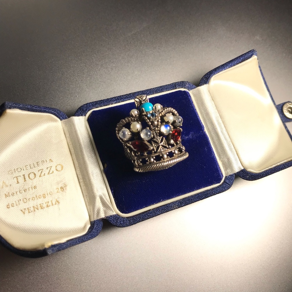 IMPERIAL CROWN MULTISTONES STERLING SILVER RING - Picture 3 of 8